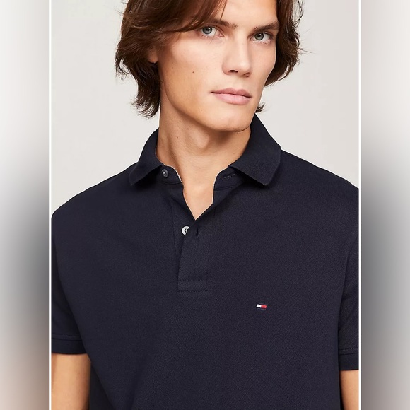 Tommy Hilfiger Regular Fit Stretch Tommy Polo NWT NAVY LARGE - Picture 2 of 13